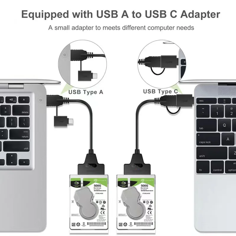 USB3.0 kabel Data Hard Disk 2 in 1, kabel konverter USB C ke SATA, kabel Drive mudah, kabel USB tipe-c, kabel Data Hard disk