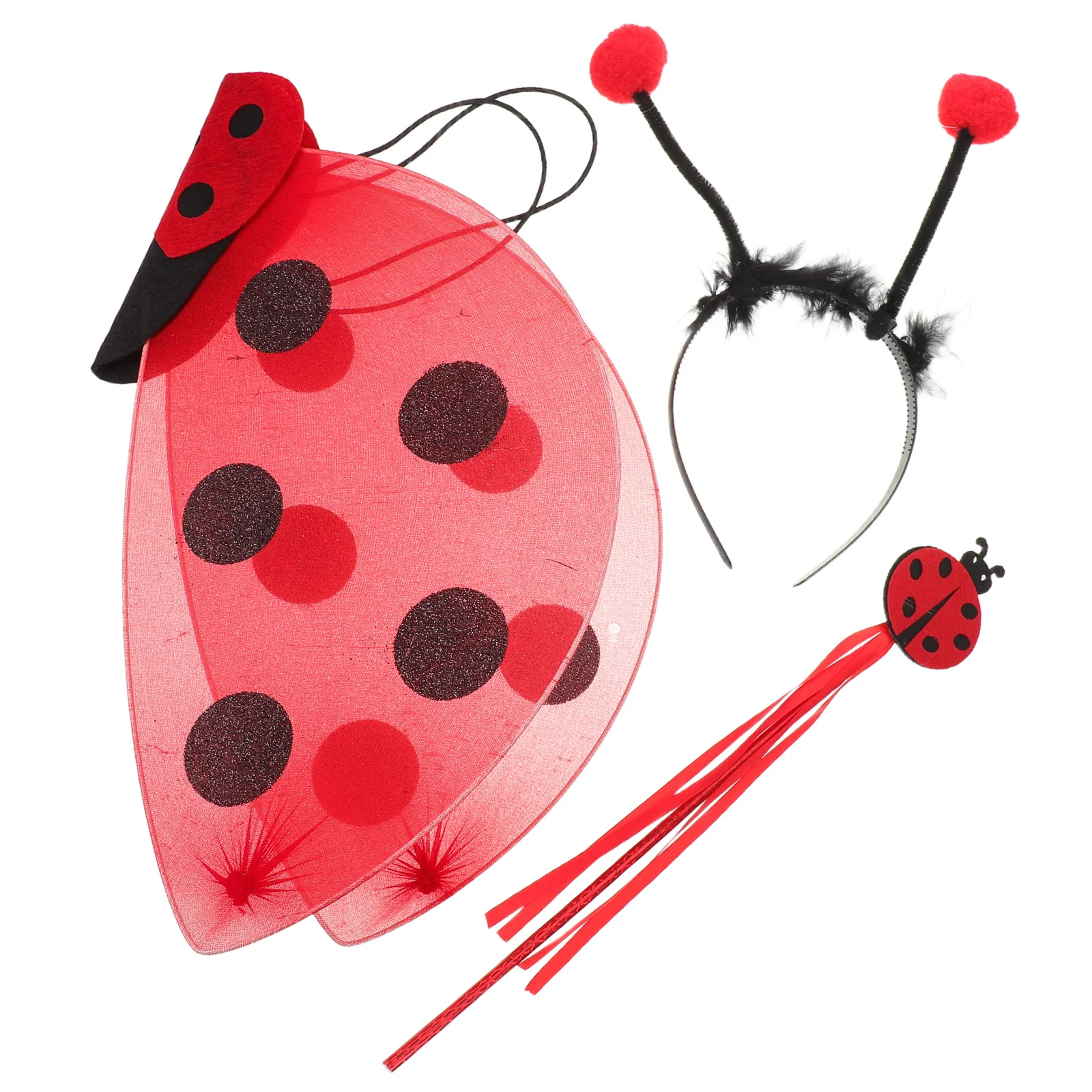 

1Set Red Ladybug Costume Set for Headband Wand Non Toxic Dress Up Party Halloween Cosplay Role Play Performance