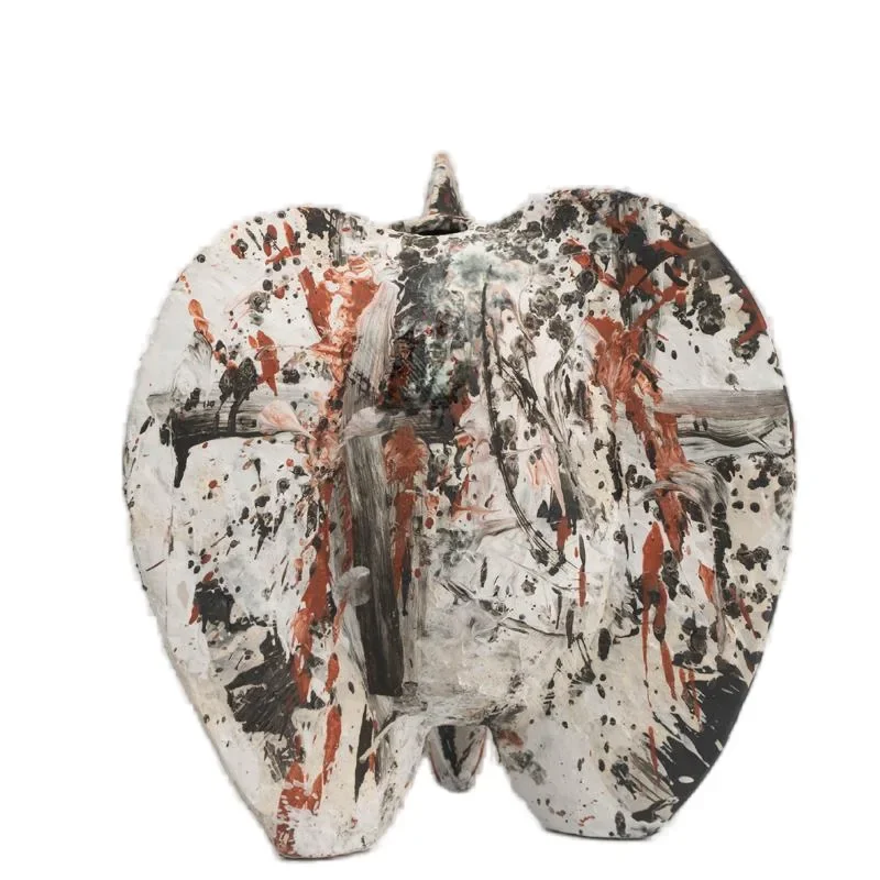 

Black and white handmade high temperature ceramic vase art home model room tea room pottery pot flower ornament