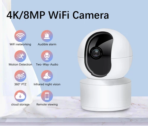 Imagen 1 del producto Neye S5 8MP 4K WiFi Cámara de seguridad Monitor de bebé interior para el hogar 360 ° Cámara panorámica CCTV Seguridad en el hogar inteligente