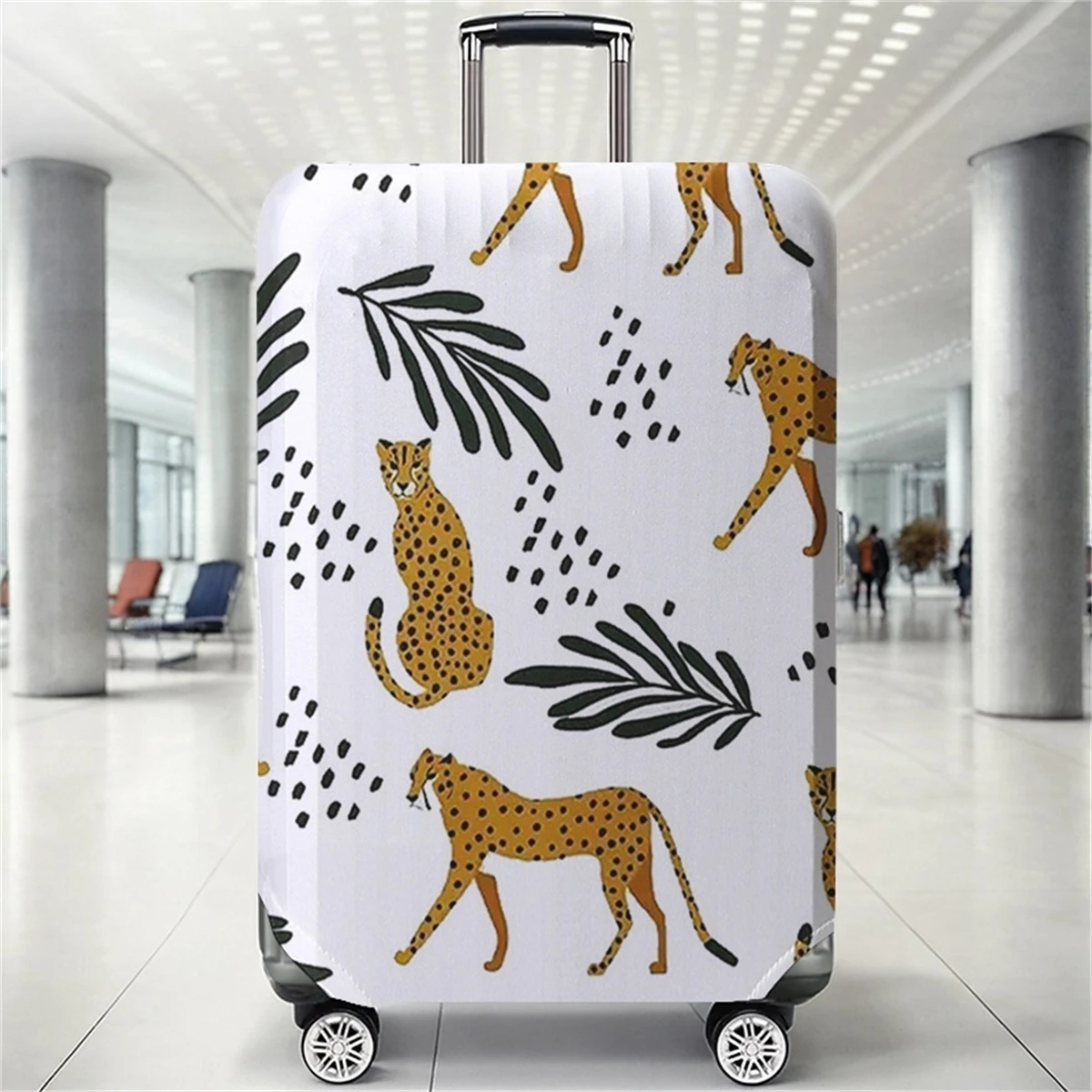 

Защитный чехол для багажа с тропическим принтом в виде джунглей и гепардов, подходит для чемоданов размером 18-32 дюйма, чехлы для ручек багажа, дорожные аксессуары.