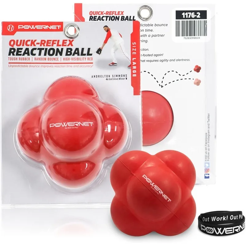 

PowerNet Reaction Balls, Reflex & Agility Trainer, Hand-Eye Coordination Training, Reaction Speed Training Equipment, Baseball S