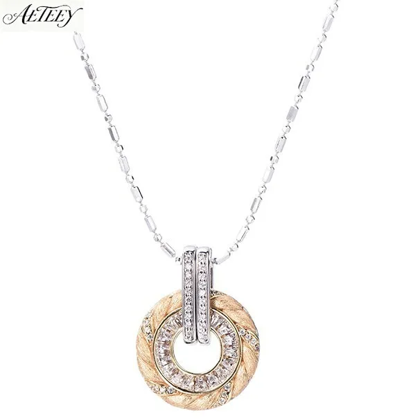AETEEY 925 Sterling Silver Double Sided Brushed Necklace Delicate Clavicle Chain Wholesale Women Jewelry