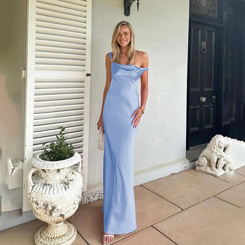 エレ純色ストラップサテン ドクターサマー ロングホリデー スレ ハイウエストニット レディース ファイオン ティエンド ノースベ ドクターサマー