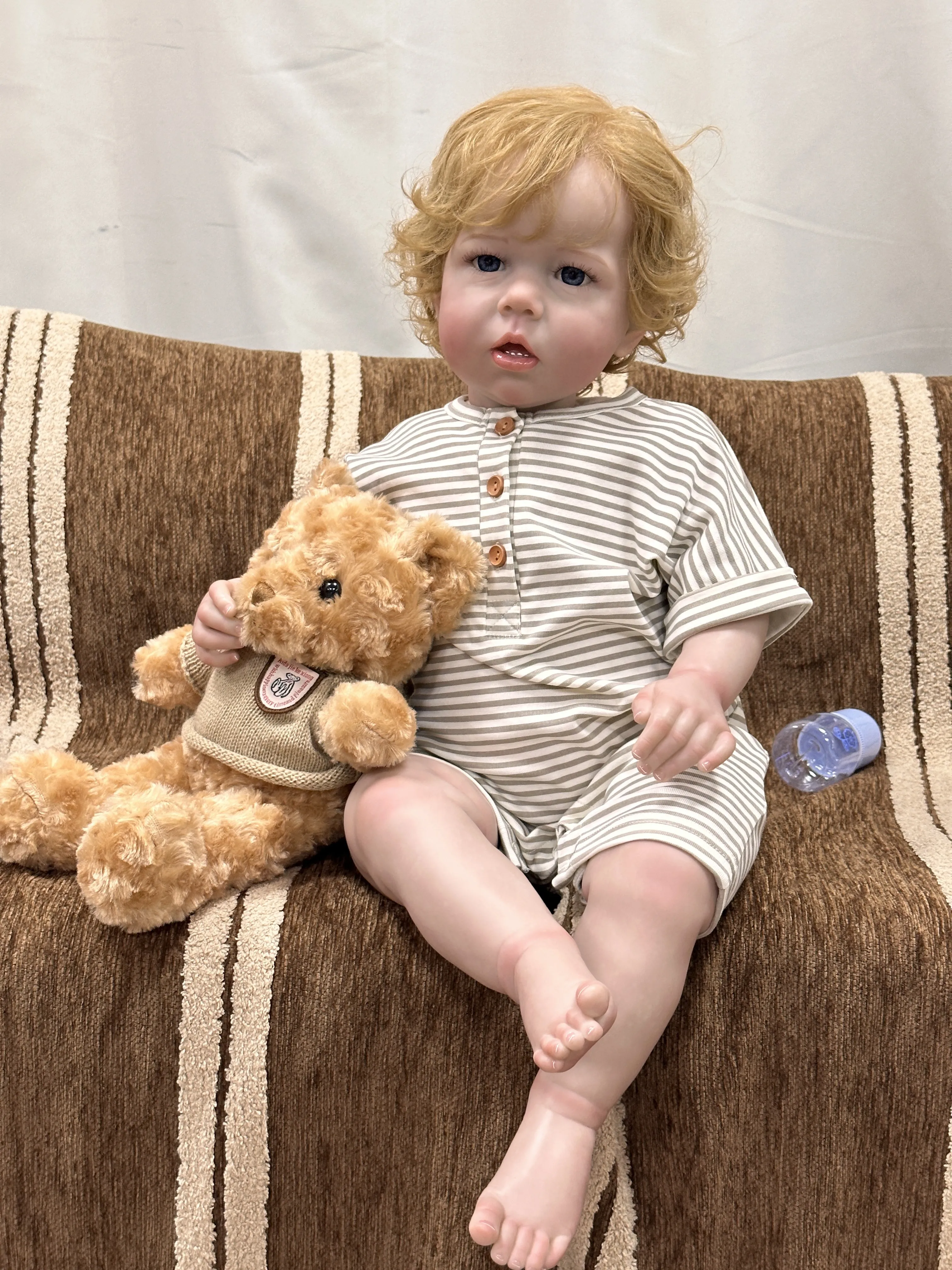 

28inch/70cm 3D Skin Handmade Soft Silicone Reborn Cokela Doll Toy For Girl Realistic Blonde Toddler Boy Art Bebe Gig Size