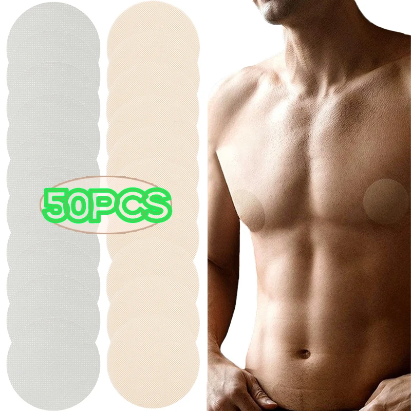 10-50pcs Men Nipple Covers Soft Breathable Prevention Self-Adhesive Disposable Nipple Pasties Stickers Chest Covers for Sports