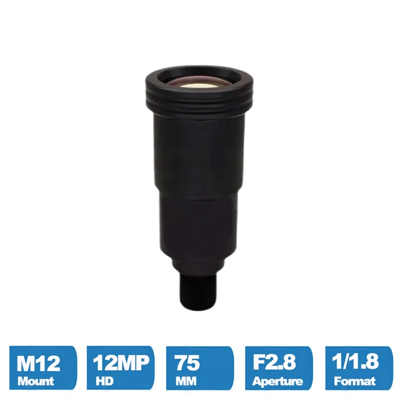 DIGIT-Distance M12 Mount 12MP HD CCTV Lens 75MM F2.8 1/1.8" Sensor With 650Nm IR Filter For Security Cameras Drones Action Cams