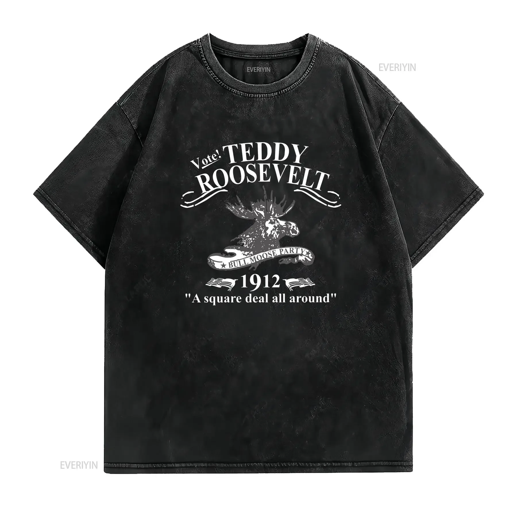 Teddy Roosevelt President Theodore Campaign Bull Moose  T Shirt vintage Washed Versatile Comfortable Top For Everyday Wear