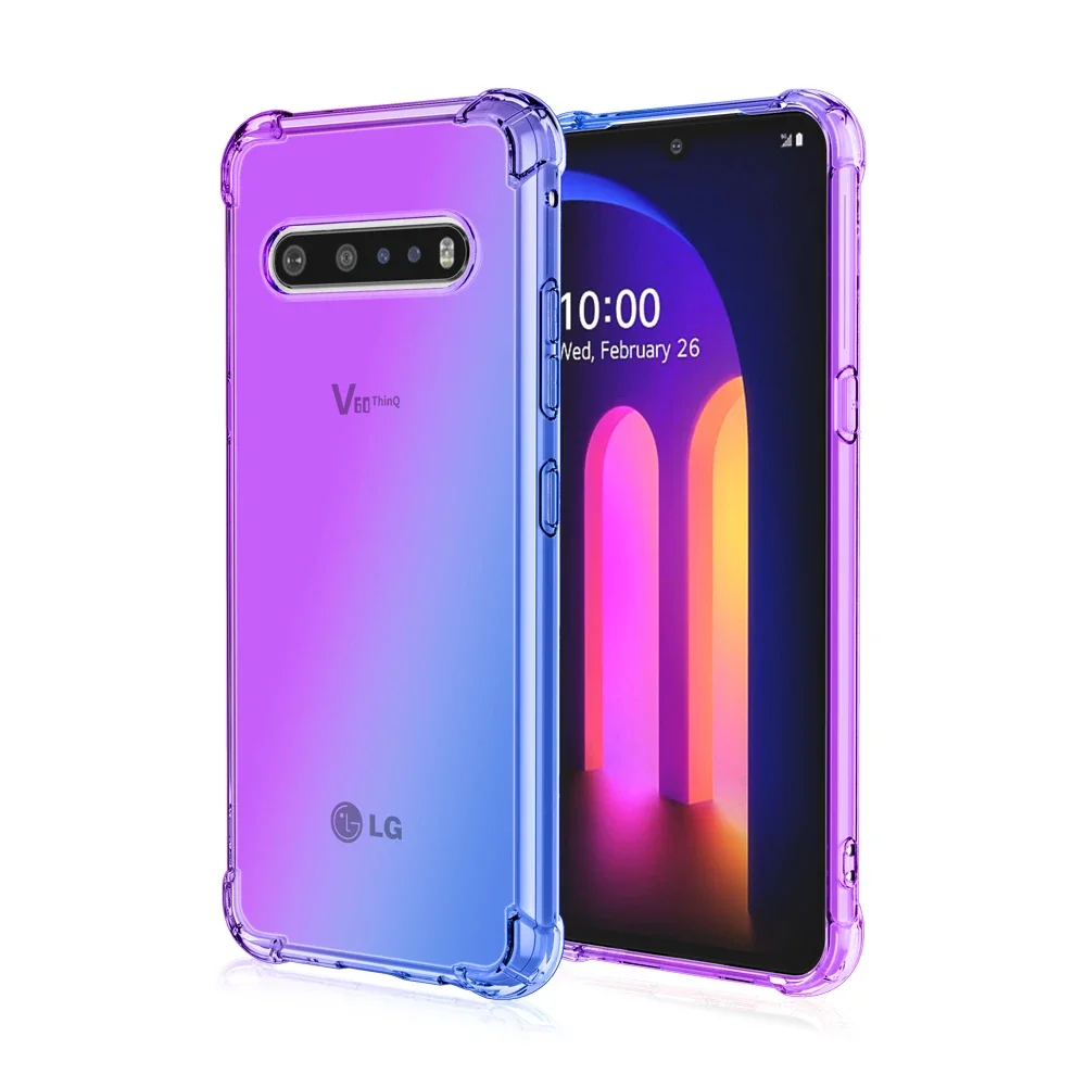 For LG V60 THINQ Stylo 7 K92 5G K62 K52 K42 Q52 Plus Velvet K41S K40S K50 Q60 G9 Gradient Half Rainbow Airbag Shockproof Funda