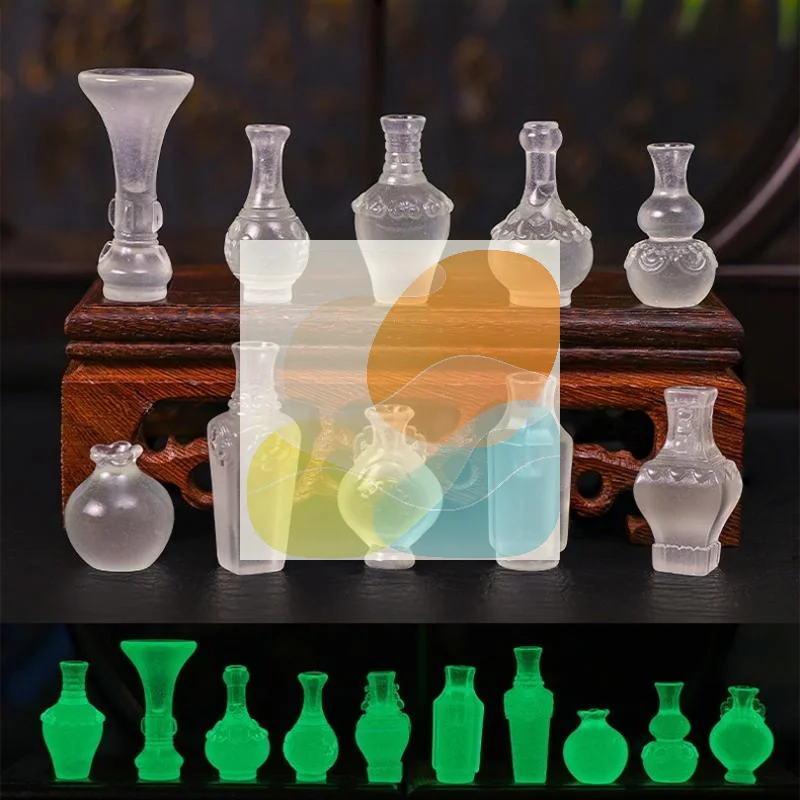 10/50PCS Glow in Dark Mini Resin Vase Ornaments Micro Landscape Decor for Dollhouse Handmade Craft Lovers