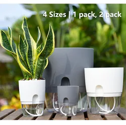 Transparent Double Layer Plastic Flower Pot Self Watering Flowerpot Cotton Rope Watering Planter with Injection Port