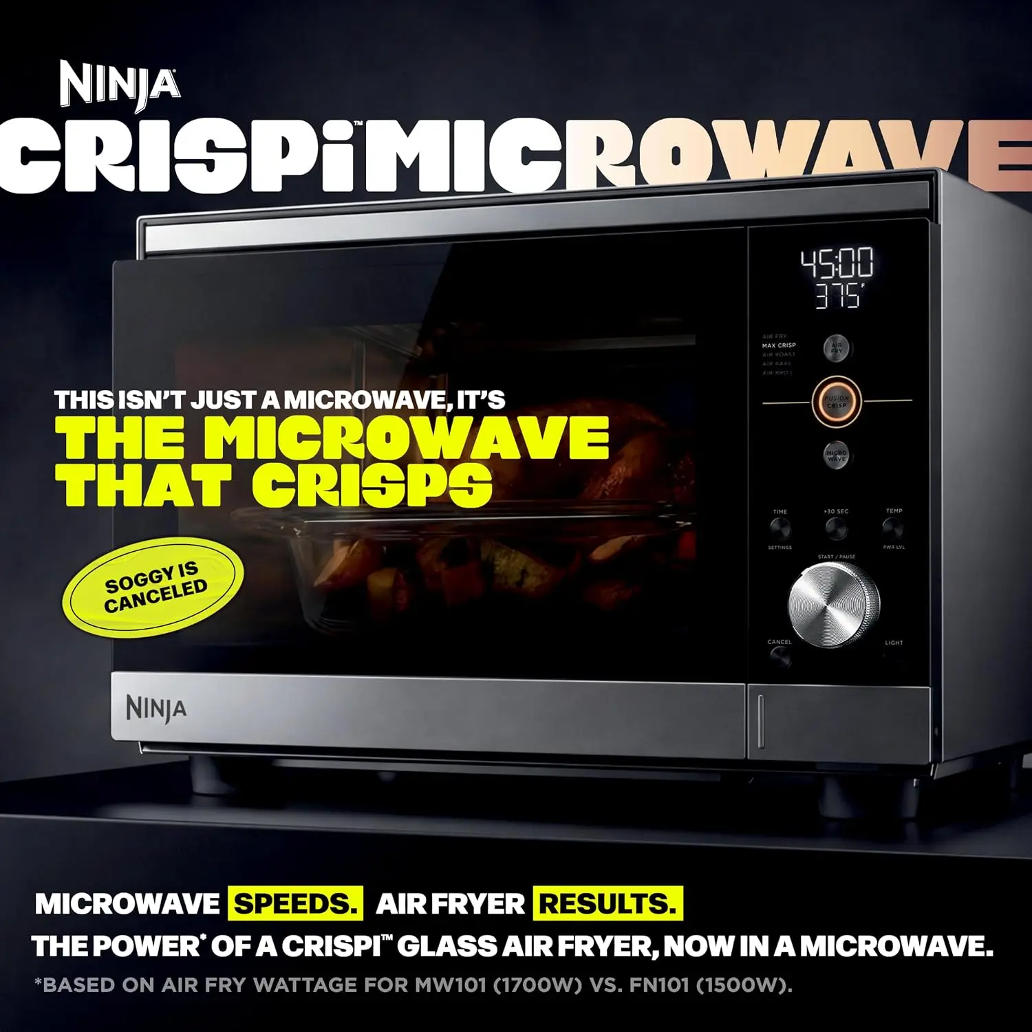 Microwave and Air Fryer 14-in-1, 1000W, 0.9 Cu. Ft. Countertop Oven with Crisp, Roast, Bake, Broil Functions, 8 Presets for Popc