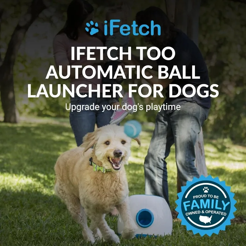 iFetch Too Automatic Dog Ball Launcher for Medium to Large Dogs, Indoor/Outdoor Dog Toy Thrower, Includes 3 Standard Size