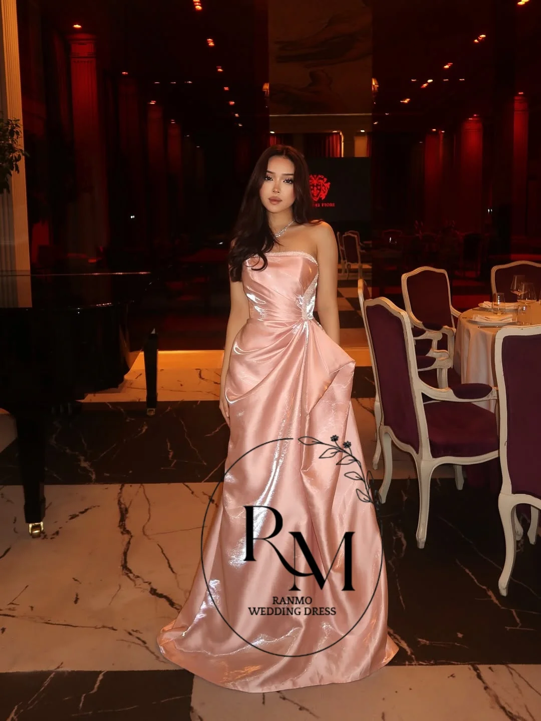 

Ranmo Customized Rose Pink Luxe Sparkly Pleats Prom Dresses Off Shoulder Empire Waist vestidos de noche Formal Evening 2026 Prom