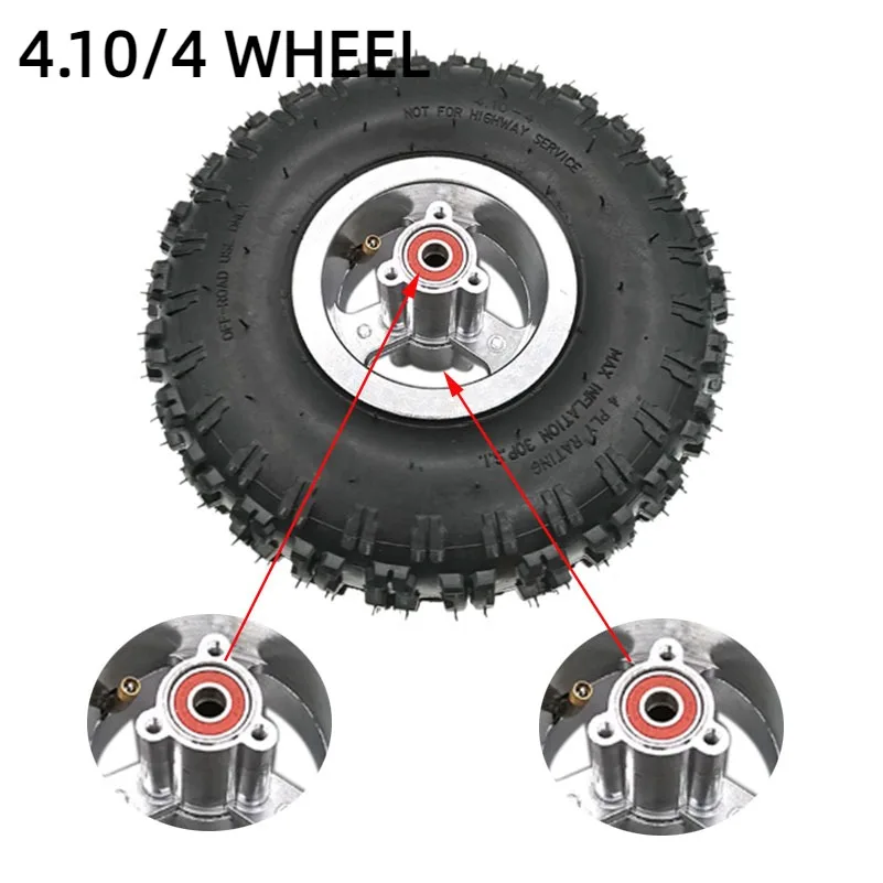 4.10-4 Tyre Wheel 4.10-4 Inner Tube Outer Tire with 4 Inch Wheel Rim for 49cc Mini Quad Dirt Bike Scooter ATV Buggy