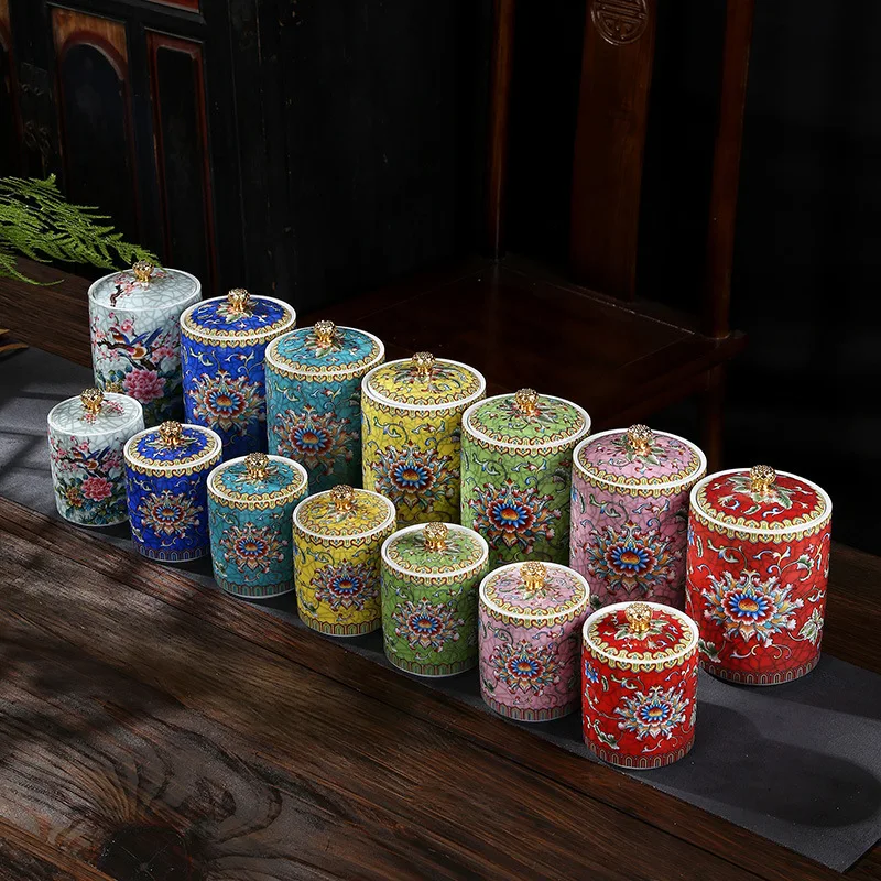 Chinese-style Ceramic Storage Jars Living Room Sealed Cans Dried Fruit Storage Boxes Household Kitchen Supplies Sealed Cans