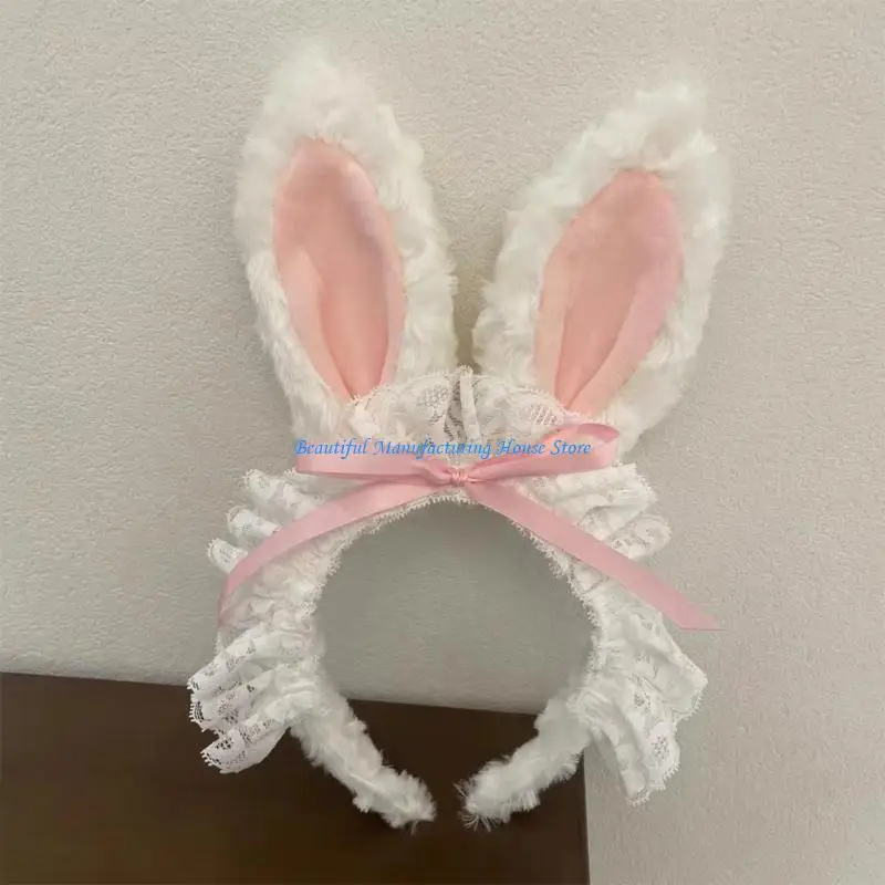 E56A Long Ear Rabbit Hairbands Easter Hair Hoop for Photo Studio Photo Props
