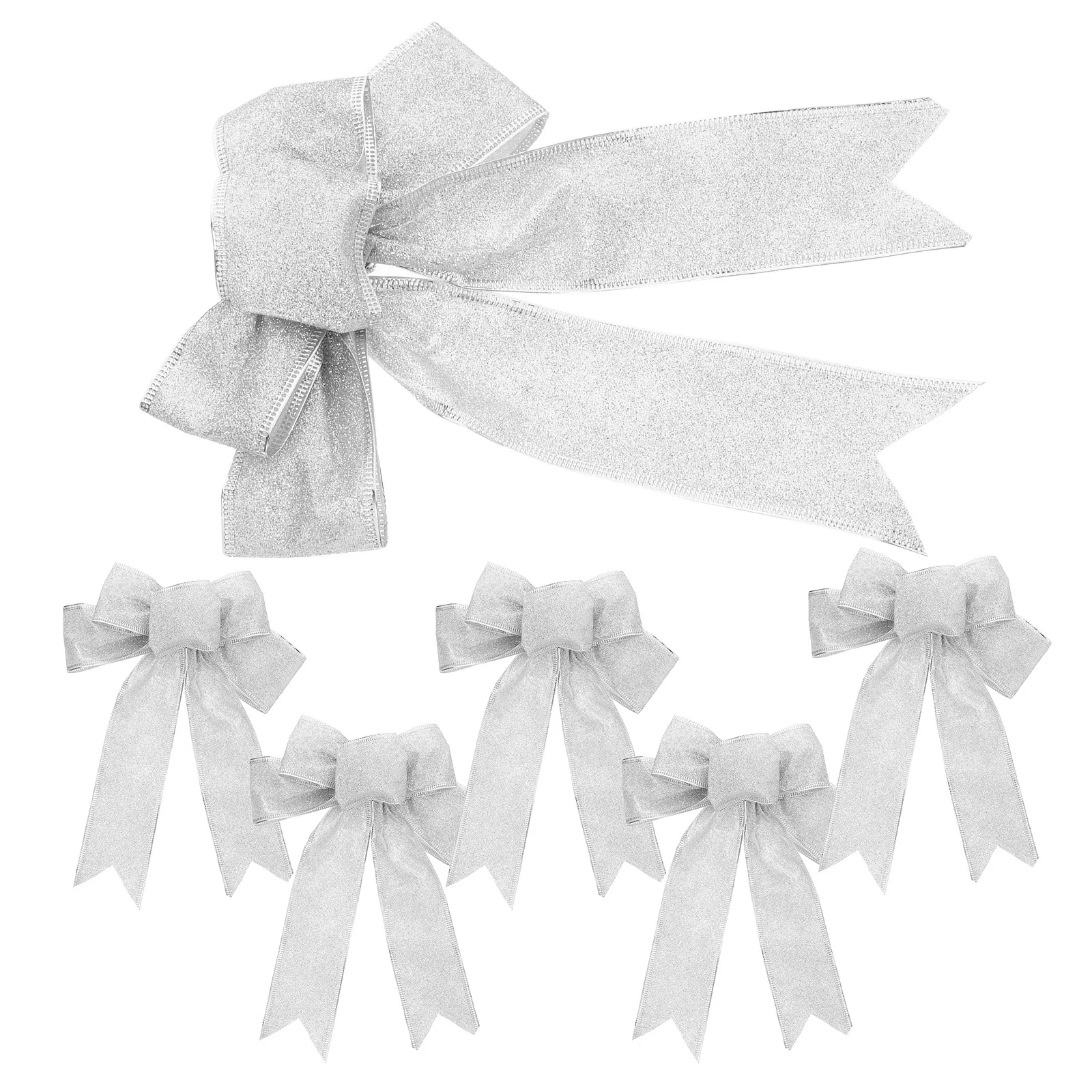 

6Pcs Christmas Bowknot Set Sparkling Large Bows for Tree Topper Branches Holiday Decorations Creative Xmas Bow Unique Party