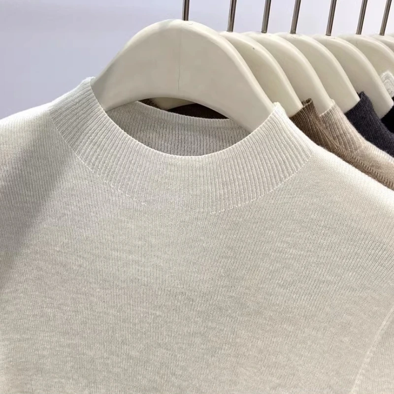 بلوفر نسائي ضيق موديل 2025 للخريف والشتاء سترة ذات ياقة مدورة سترة دافئة غير رسمية ملابس تريكو عصرية كورية بطبقة أساسية #5