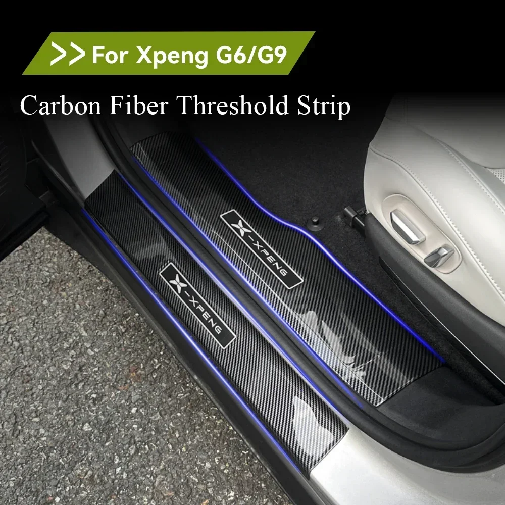 For Xiaopeng G6 G9 Car Threshold Protection Sticker Abs Carbon Fiber Welcome Pedal Xpeng G6 G9