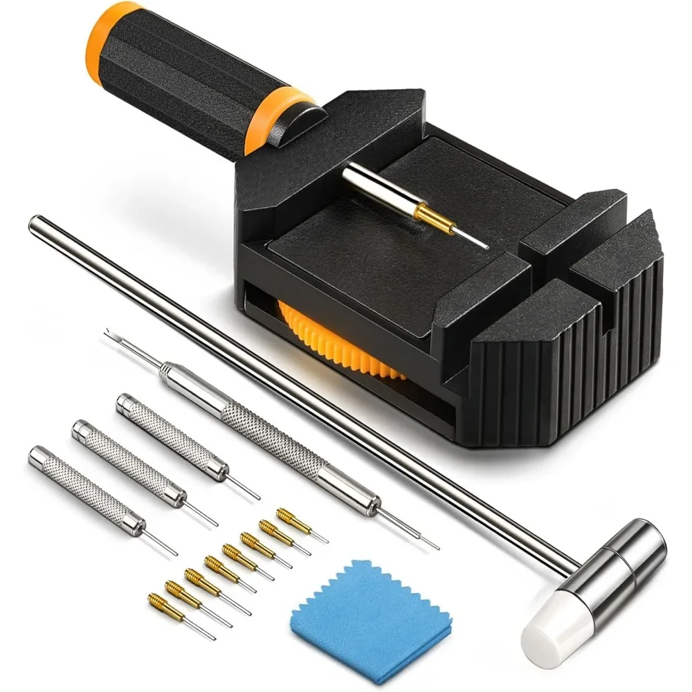 Kit de extracción de eslabones de reloj, herramienta de redimensionado para ajuste y reemplazo de pulsera, removedor de pasadores para ajustador de reloj de correa de tamaño