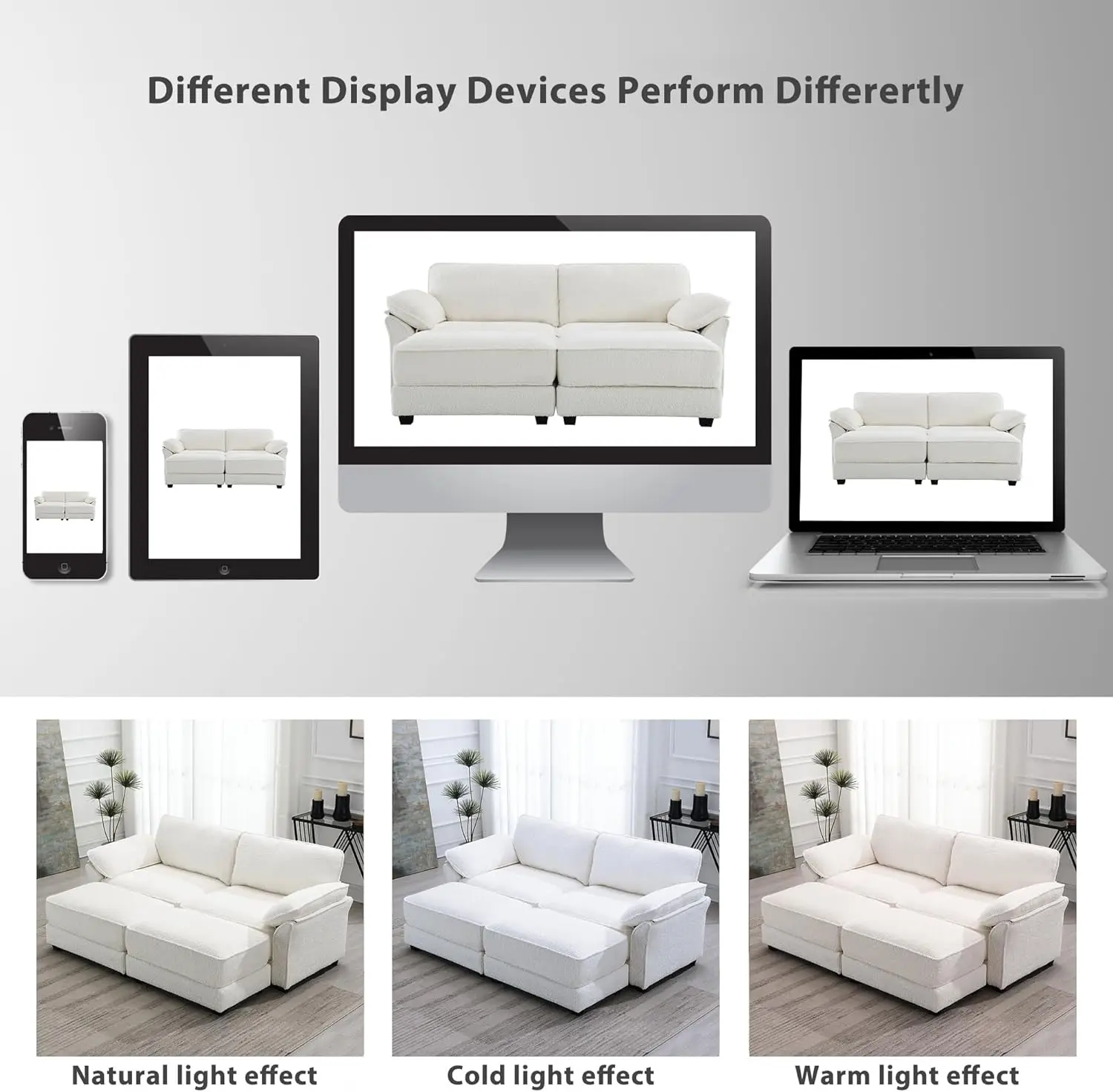 81"" Sectional Futon Couch Sofa 3-Seater Cloud Couch Free Combination Modular Sectional Chenille Sofa Bed With Ottoman