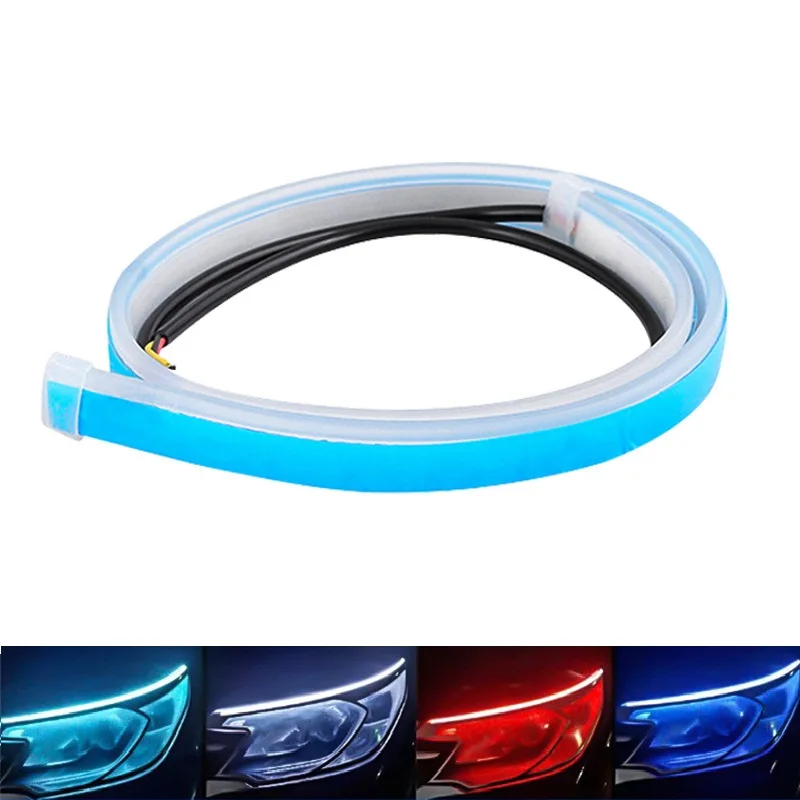 2Pcs Flexible 30/45/60cm 12V LED Car Daytime Running Light Waterproof Strip Brake Flowing Light