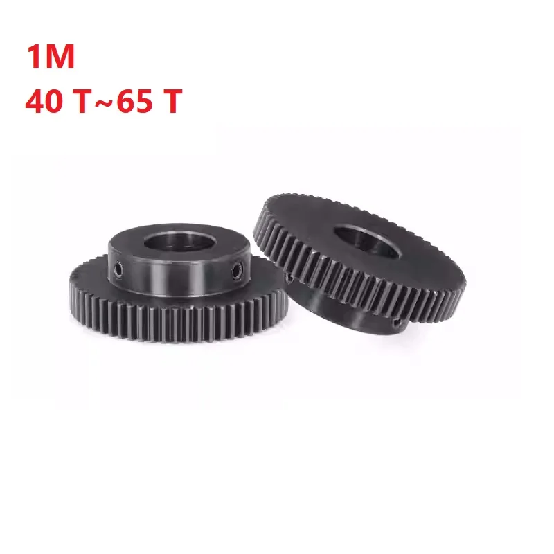 Spur Gear 1 Mold 40-65 Teeth 1M 45# Steel Blackened Gear With Boss Inner Hole 6/6.35/7/8/10/12-25mm With Top Wire Transmission