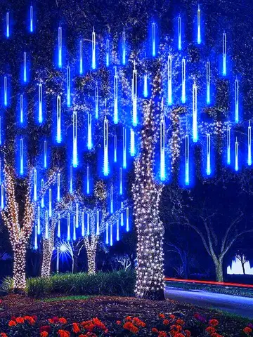 LED Meteor Shower Rain Lights Waterproof Falling Raindrop Fairy String Light for Christmas Holiday Party Patio Decor 30CM