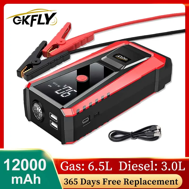 GKFLY 1200A Jump Starter Power Bank 12000mAh Portable Power Station Starting Device For Car Battery Charger Booste 