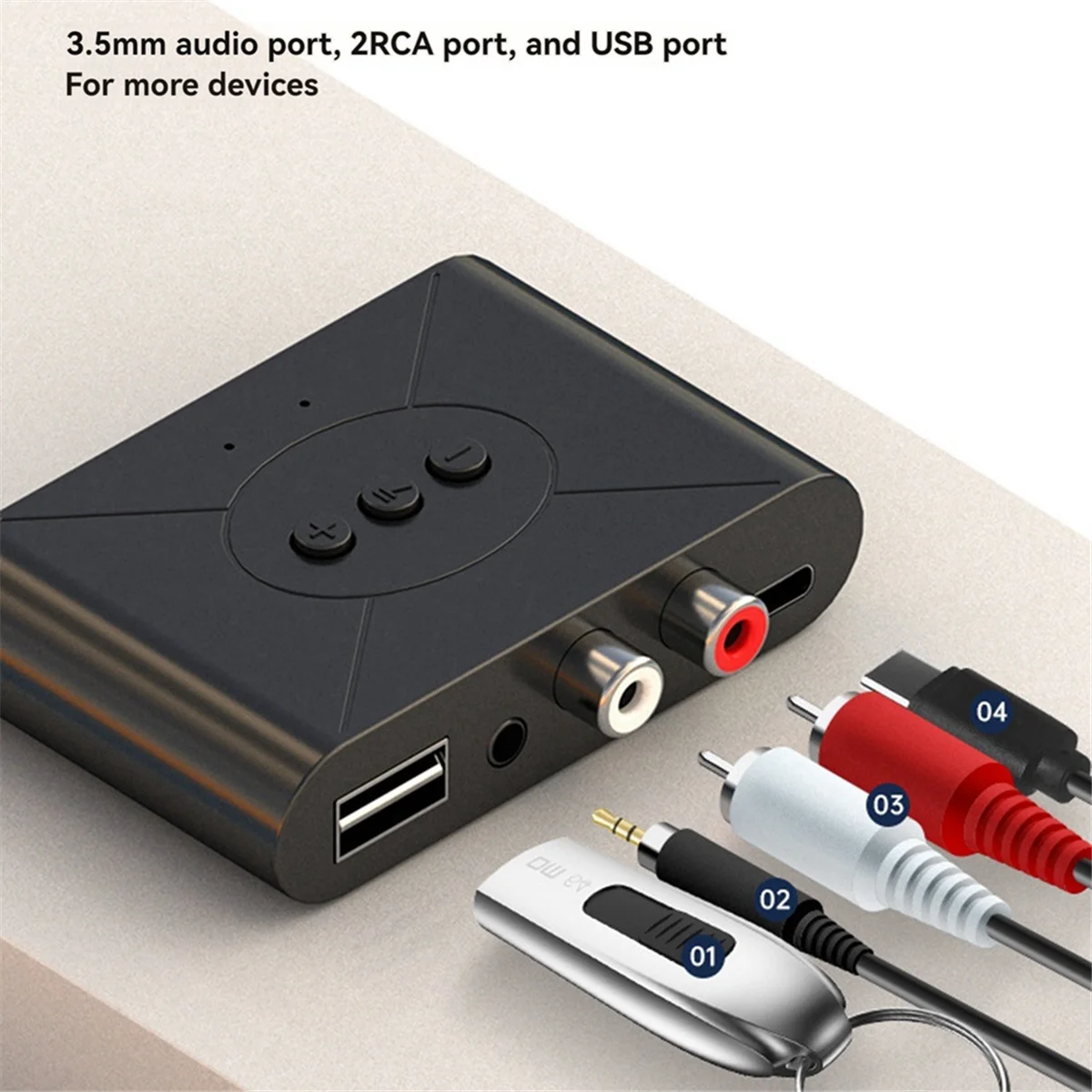 POP-lBluetooth Receiver 5.3 Wireless Adapter AUX Mobile Phone Audio Output RCA Old Style Audio Amplifier USB
