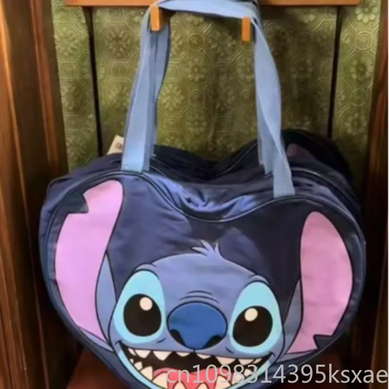 حقيبة كتف ديزني ستيتش للنساء ذات سعة كبيرة كارتونية لطيفة من القماش باللون الأزرق الداكن حقيبة يد عصرية فاخرة ومتينة