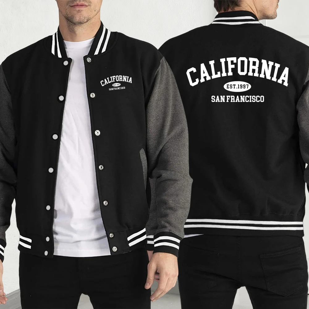 

Калифорния Сан-Франциско Куртки с принтом Мужские свободные флисовые куртки в стиле хип-хоп Y2K Пальто Осенняя модная одежда Повседневная индивидуальная куртка