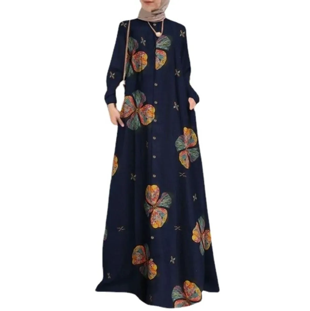 Vintage Dress for Women Loose Women Clothing Long Dresses Fashion Clothes Ethnic Style Casual Streetwear Elegant Print