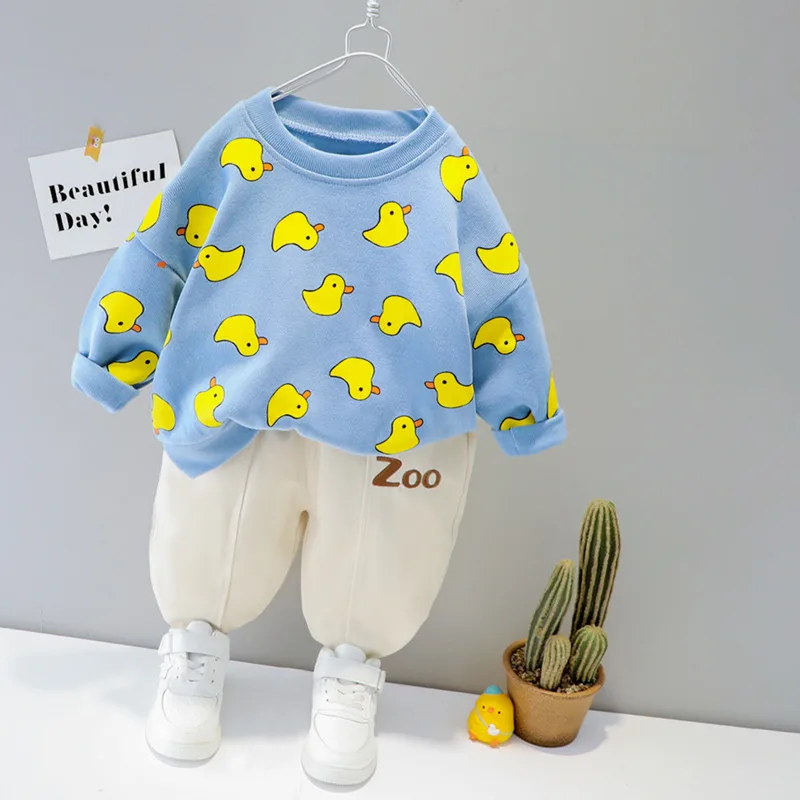 New Autumn Baby Clothes For Boys Children Girls Cute Cartoon T-Shirt Pants 2Pcs/Se Toddler Casual Costume Infant Kids Tracksuits