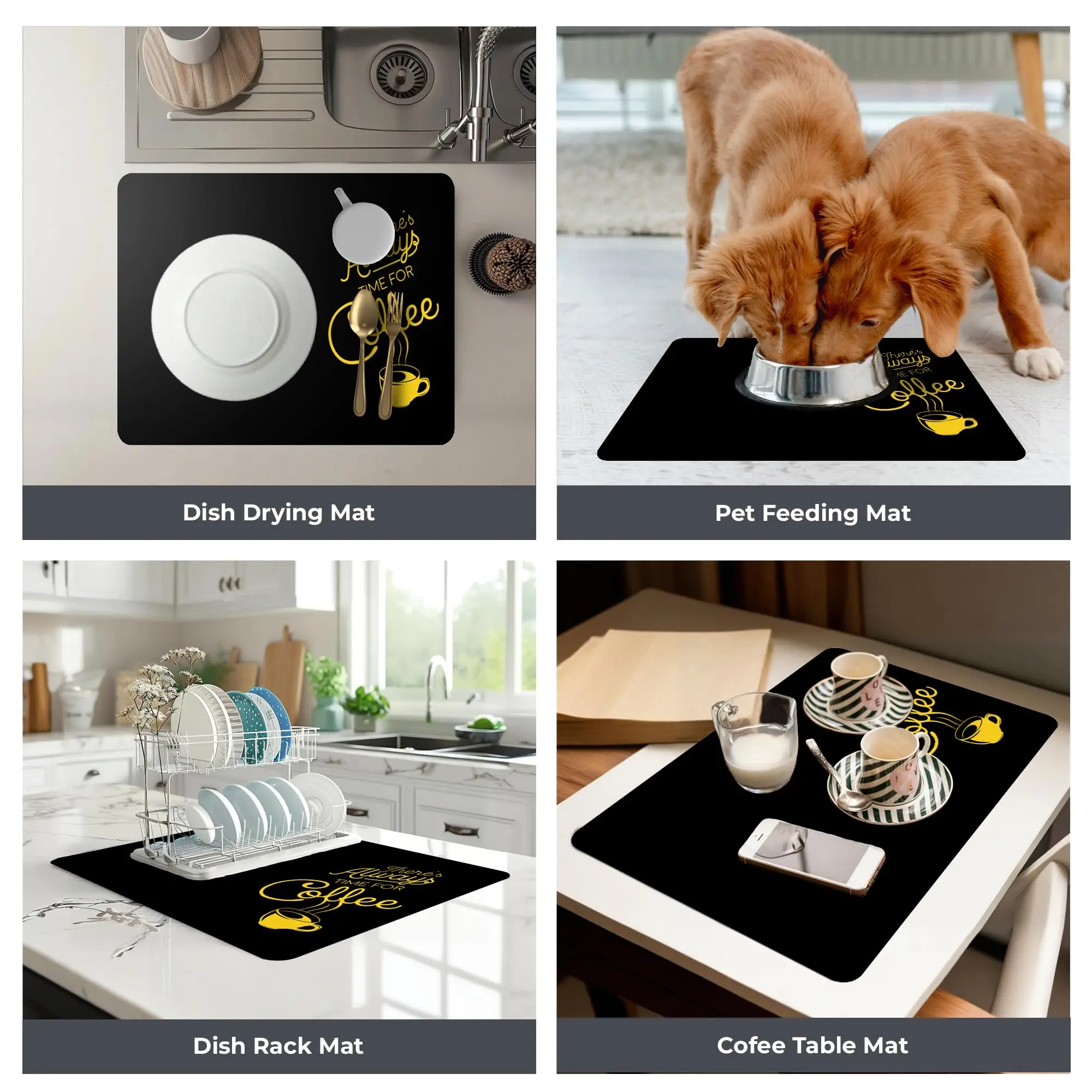 سجادة تجفيف بار القهوة من VIKAMA مع دعامة مطاطية مقاومة للماء تناسب ماكينة صنع القهوة وإكسسوارات المطبخ والإسبريسو سجادة منزلية