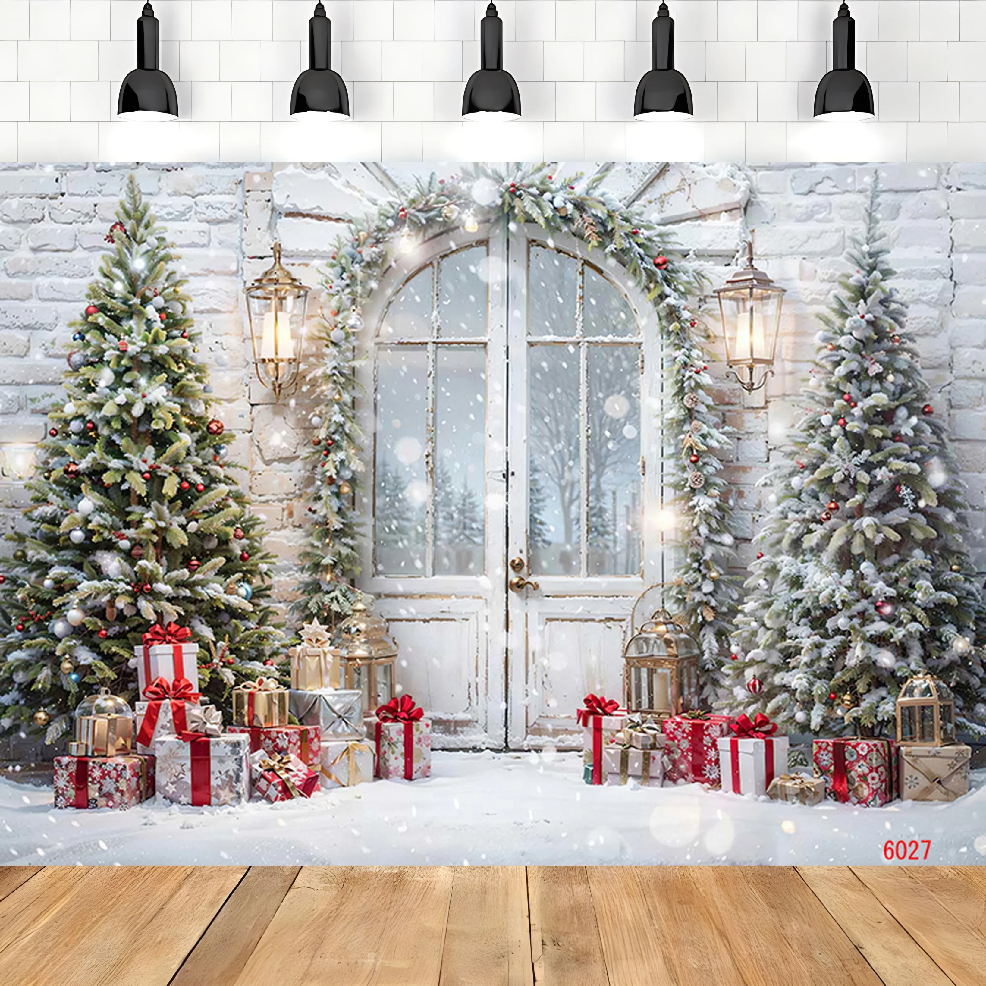 

Christmas Day Flower Wreath Photography Backdrops Props Indoor Decoration Winter Wonderful Xmas Eve New Year Background RD-104