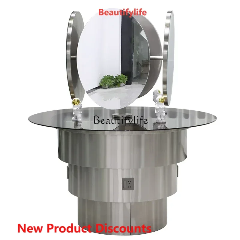 

X188 LBarber Shop Dressing Table Hot Dyeing Stainless Steel Mirror European Style