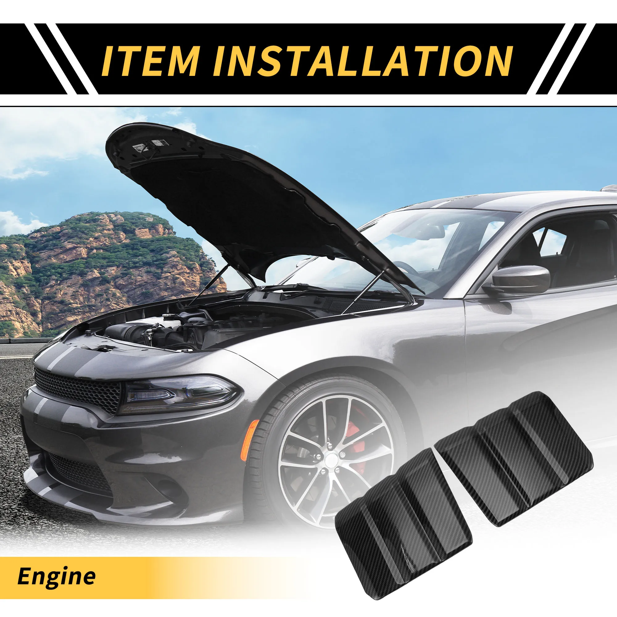 

UXCELL Carbon Fiber Pattern Engine Shroud Cover Panel Cover Set for Toyota Tundra 22-24