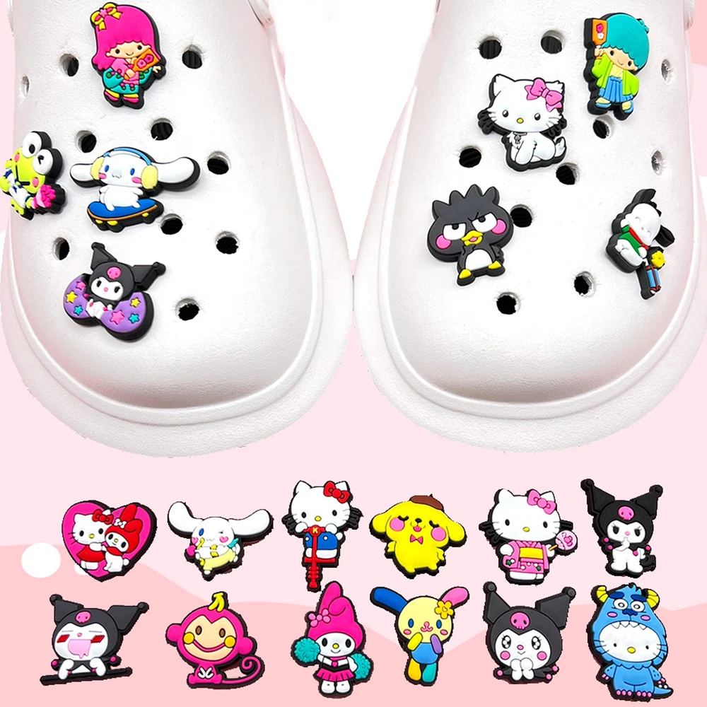 Aoger Sanrio Hellokitty Kuromi Cinnamoroll My Melody Set Shoe Charms for Clogs Shoe Accessories Charms for Friends Gifts