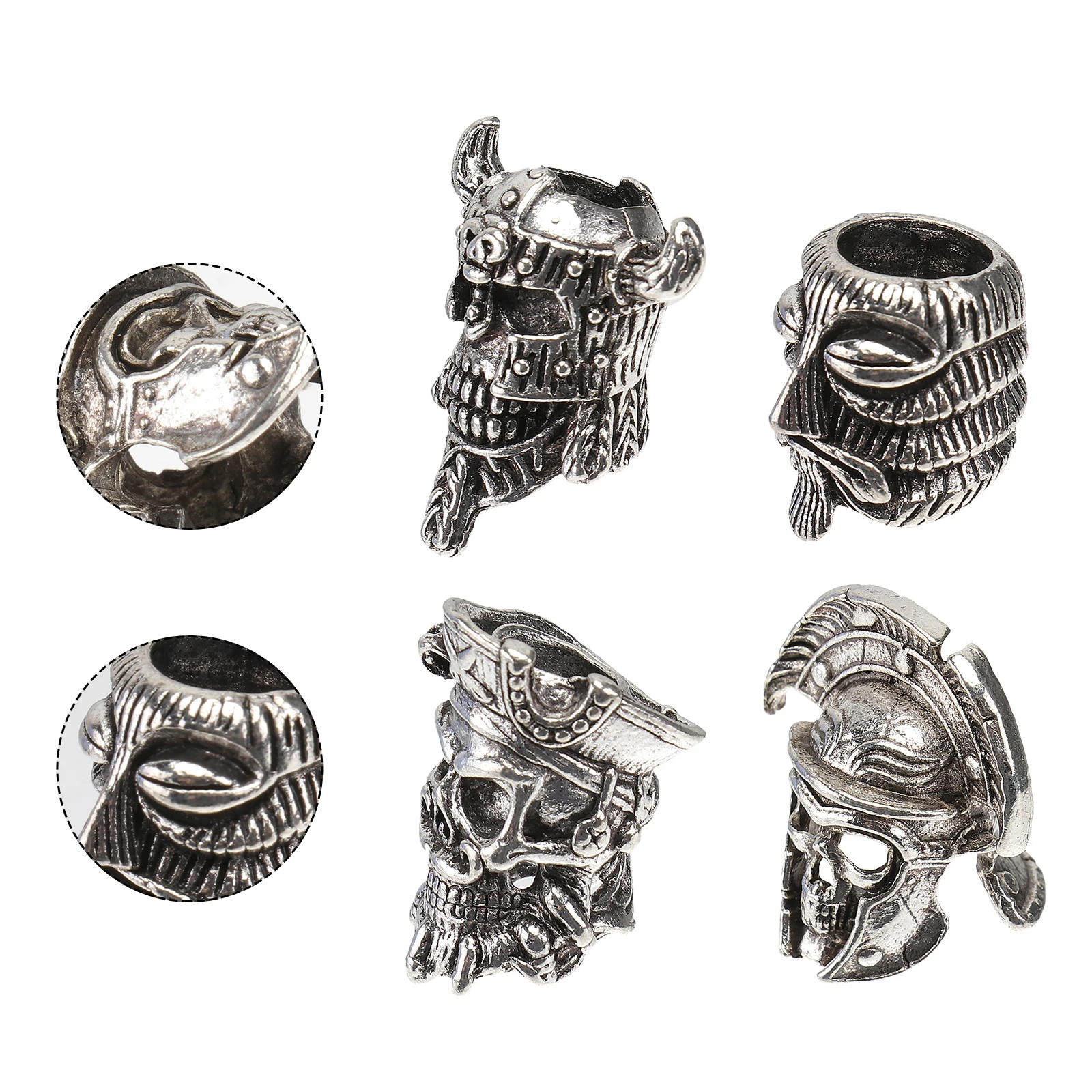 

4 Pcs Skull Beads DIY Pendant Accessories Jewelry Silver Making Pendants Necklace Charms