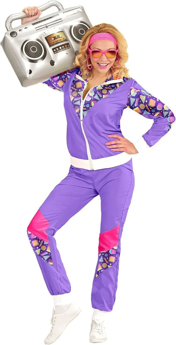 Carnival Disco Retro Trend Party Stage Show Wear 80s Clothing Tracksuit Jacket And Pants Couple Costume Set