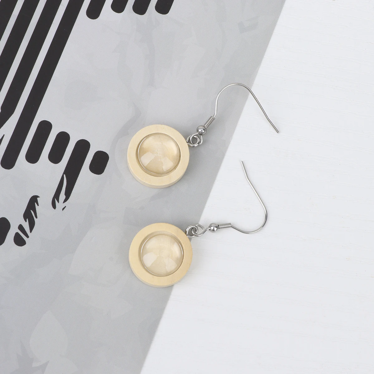 

10pcs 12Mm Diy Earring Accessories Wooden Bezel Blanks Round Bases Jewelry Making Crafts Glass Stickers Red Coffee Lightweight