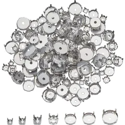 7 Sizes 350pcs Stainless Steel Rhinestone Claw Settings Flat Round Empty Claw Set for Rhinestone Pendant Blanks Resin Jewelry