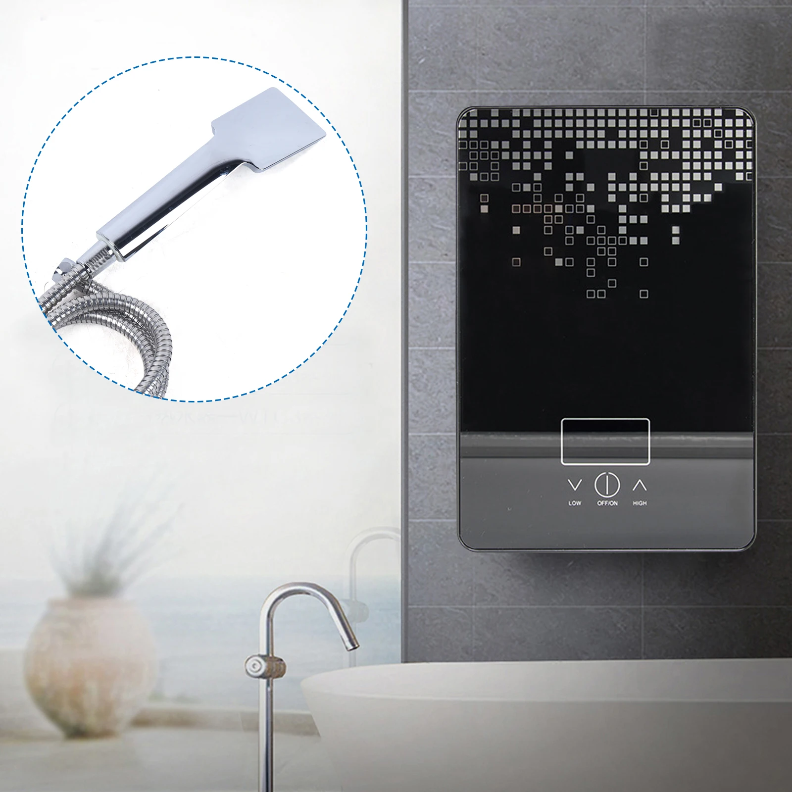 

220V 6500W Instant Electric Tankless Hot Water Heater Safe Intelligent automatic Bathroom Shower Kitchen Home Set