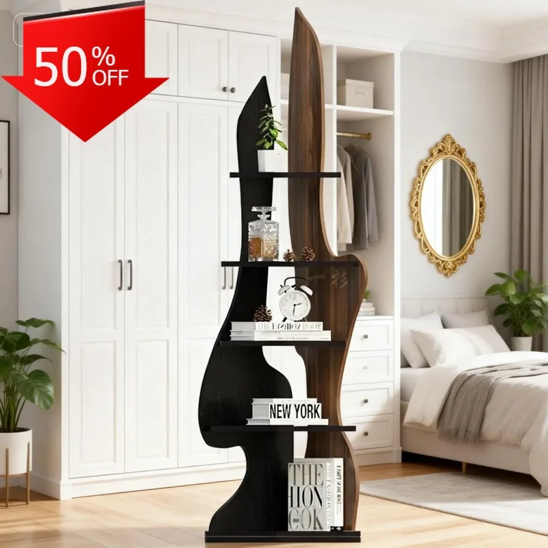 Modern Asymmetrical Freestanding Bookshelf Bookcase Storage Shelf Multi Tier Organizer Living Room Office Book Shelves Regal