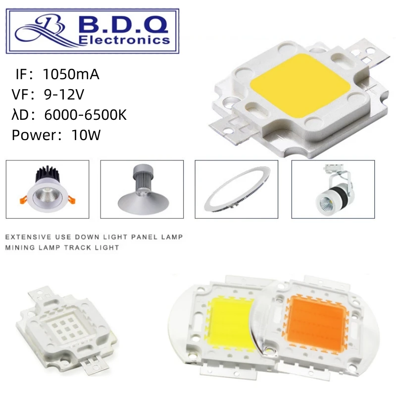 5 uds COV 10W cuentas de Chip LED rojo azul verde amarillo blanco cálido rosa luz UV LED integrado de alta potencia para bricolaje