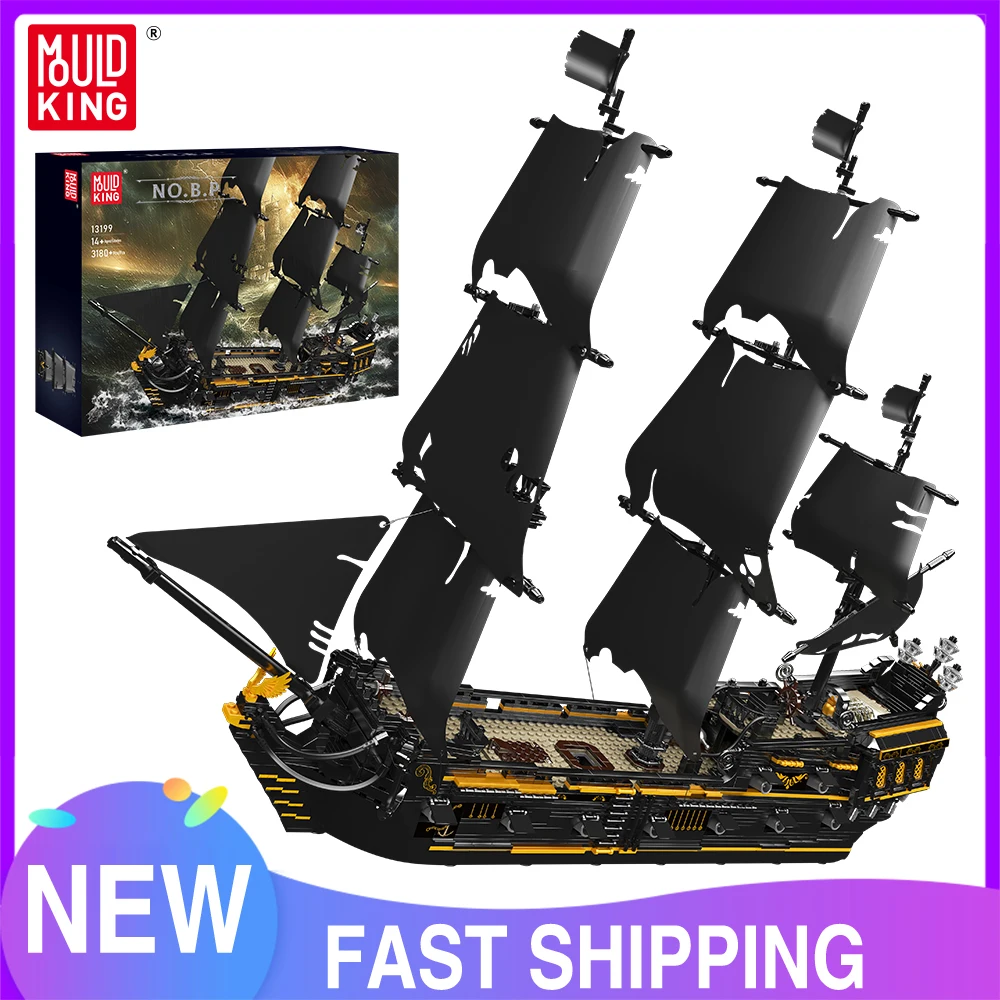 Mould King 13111 13199 Movie Toys The MOC Black Pearl Pirate Ship Model Assembly 16006 Building Block Brick Kids Christmas Gifts