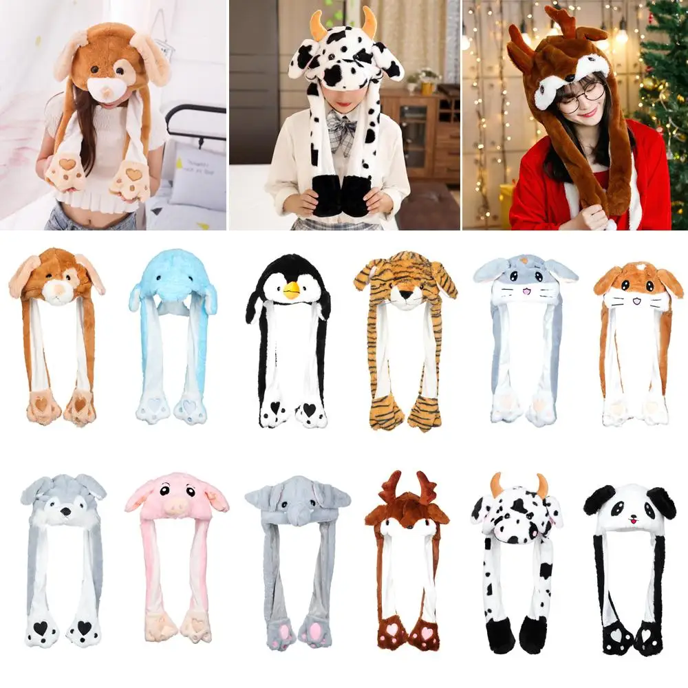Chapeau Animal à Oreilles Mobiles – Bonnet En Peluche Qui Bouge – Chauve-souris, Lapin – Pour Enfant Et Adulte