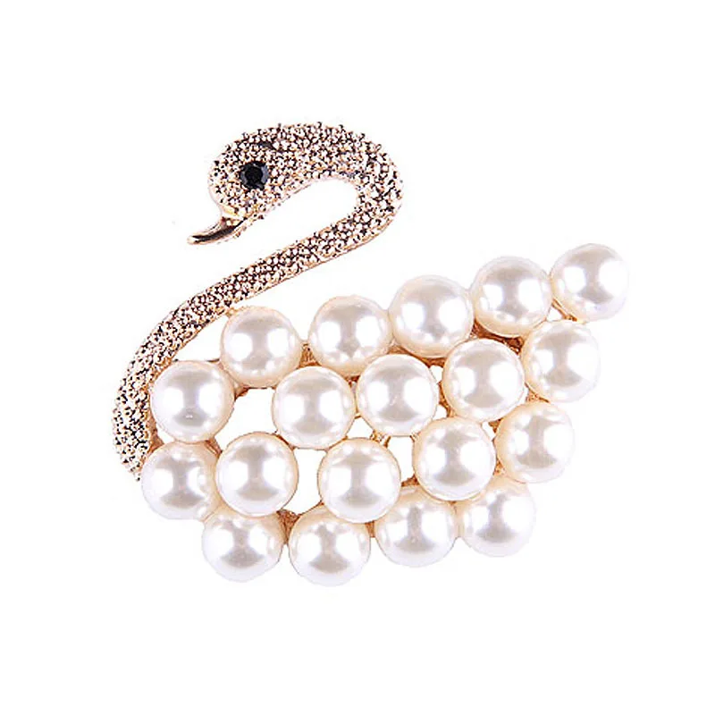 

Elegant Pearl Swan Brooch - Women's Sparkling Rhinestone Lapel Pin Corsage for Suit Wedding Gown Jewelry Accessories Gift Idea